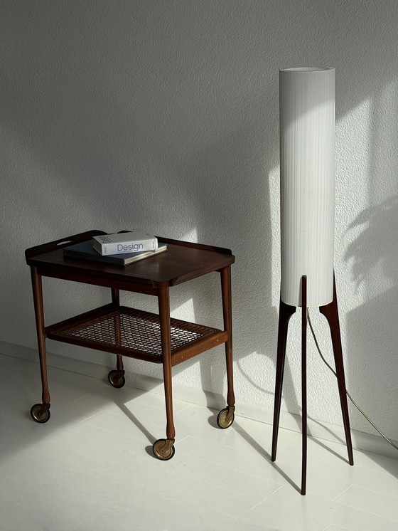 Image 1 of Teak Tripod Rocket Floor Lamp, Denmark 1960S