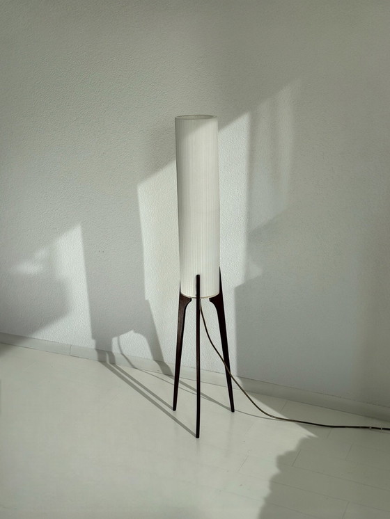 Image 1 of Teak Tripod Rocket Floor Lamp, Denmark 1960S