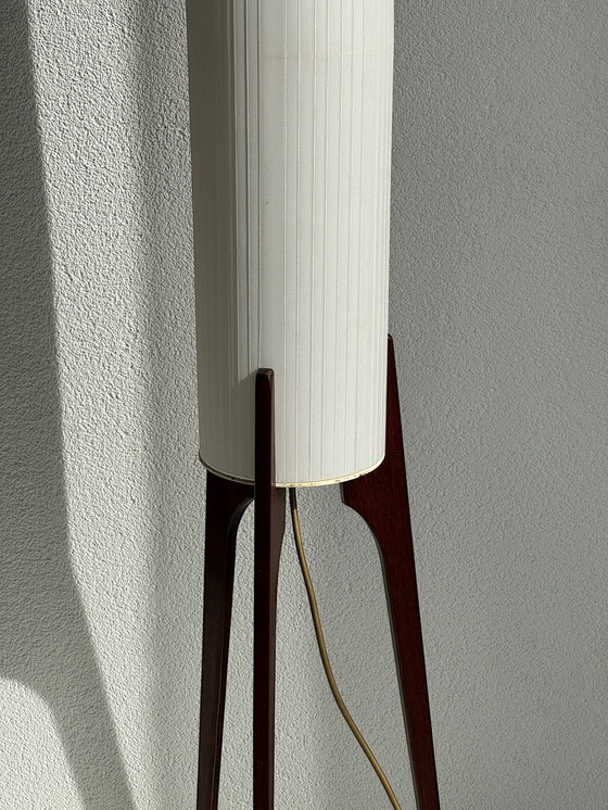 Image 1 of Teak Tripod Rocket Floor Lamp, Denmark 1960S