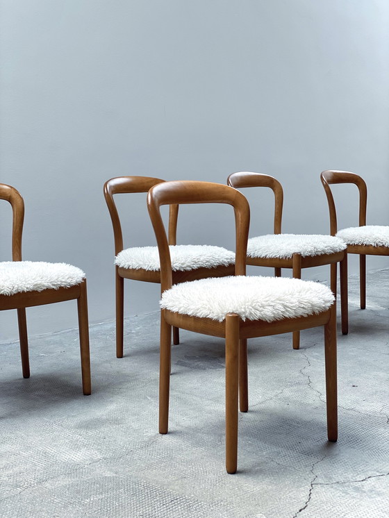 Image 1 of 6x Vintage hêtre massif bois salle à manger chaises