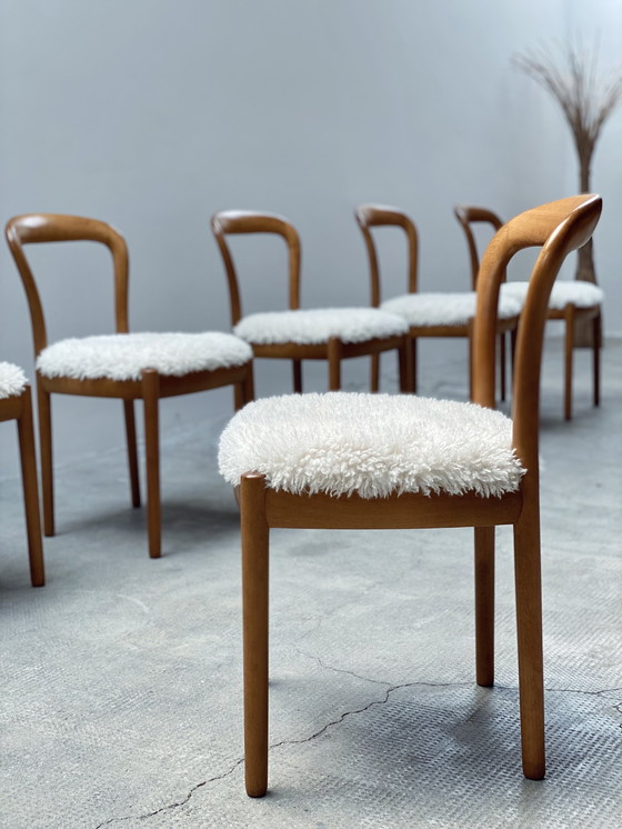 Image 1 of 6x Vintage hêtre massif bois salle à manger chaises