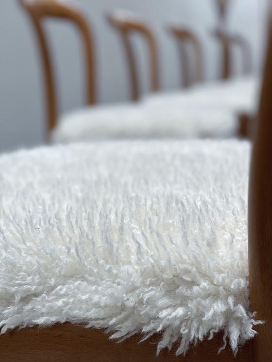 Image 1 of 6x Vintage hêtre massif bois salle à manger chaises