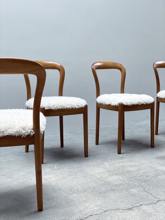 Image 1 of 6x Vintage hêtre massif bois salle à manger chaises