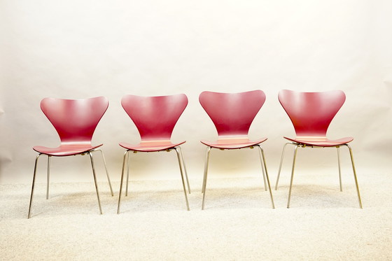 Image 1 of Mid - Century 3107 chairs by Arne Jacobsen for Fritz Hansen, set of 4