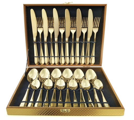 24 Gold Modern Stainless Steel Flatware Set