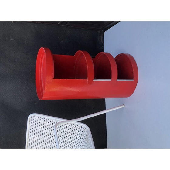 Image 1 of Vintage shelf in red lacquered cardboard by Jean Louis Avril, 1967