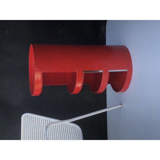 Image 1 of Vintage shelf in red lacquered cardboard by Jean Louis Avril, 1967