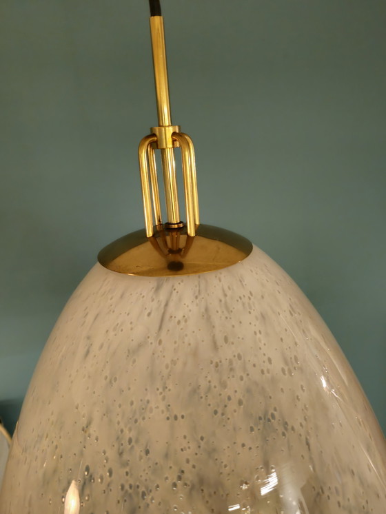 Image 1 of Lampada a sospensione vintage Glashutte Limburg Lampada da soffitto in vetro e ottone 