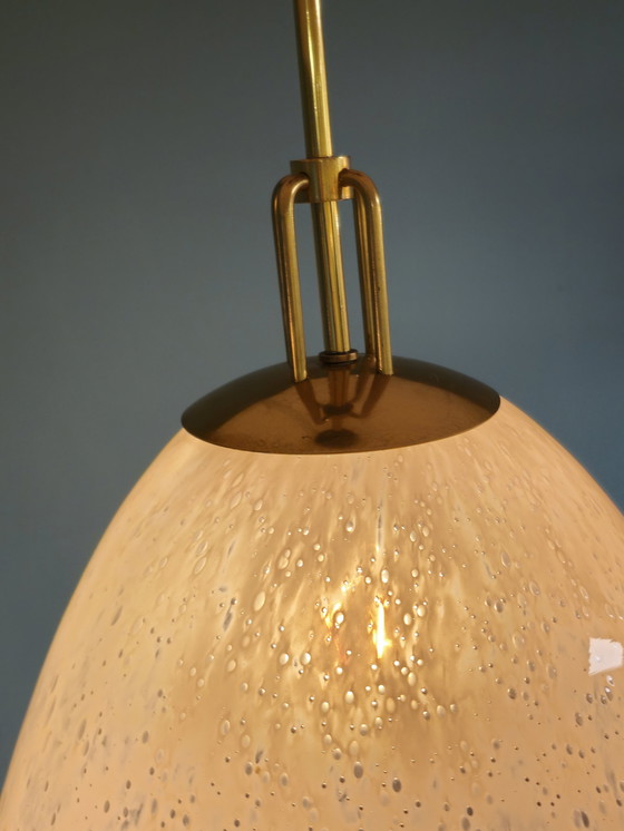 Image 1 of Lampada a sospensione vintage Glashutte Limburg Lampada da soffitto in vetro e ottone 