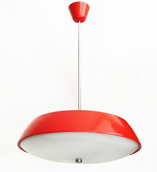 1960'S Red Mid Century Ceiling Lamp By Josef Hurka For Napako