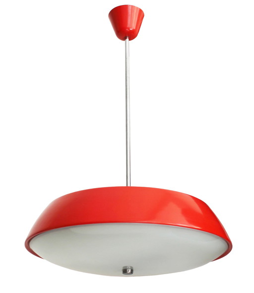 1960'S Red Mid Century Ceiling Lamp By Josef Hurka For Napako