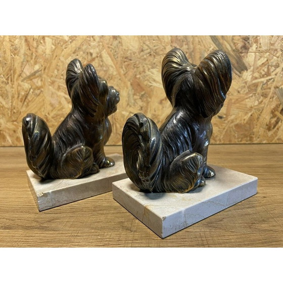 Image 1 of Pair of Art Deco vintage gilded bookends in marble