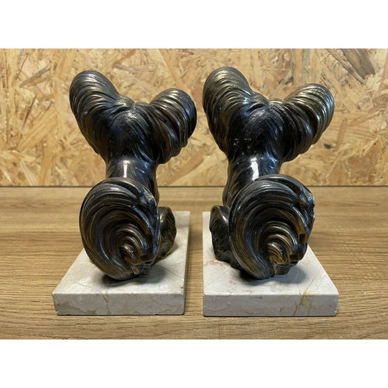 Image 1 of Pair of Art Deco vintage gilded bookends in marble