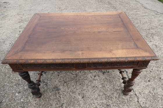 Image 1 of Renaissance Style Oak Desk