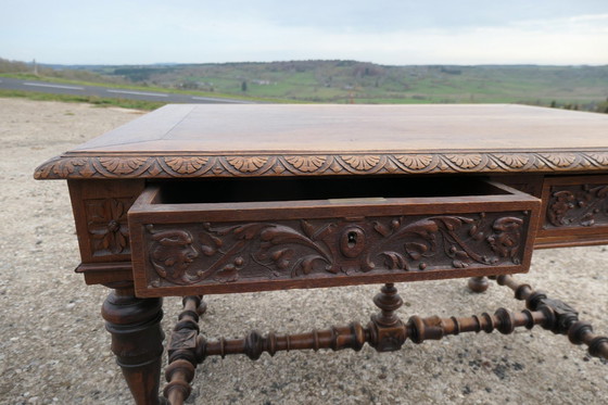 Image 1 of Renaissance Style Oak Desk