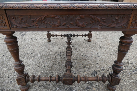 Image 1 of Renaissance Style Oak Desk