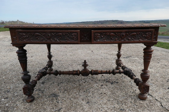 Image 1 of Renaissance Style Oak Desk