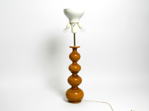 Beautiful 1960s large ceramic table or floor lamp in light brown from Kaiser Leuchten