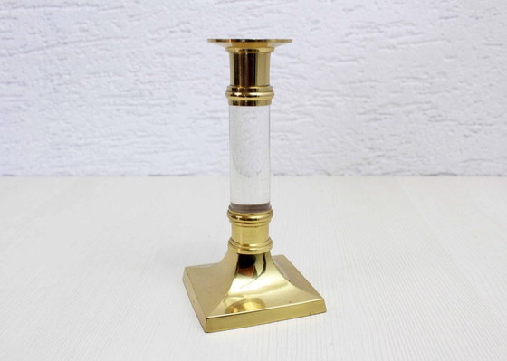 Image 1 of Portacandele vintage in lucite e ottone