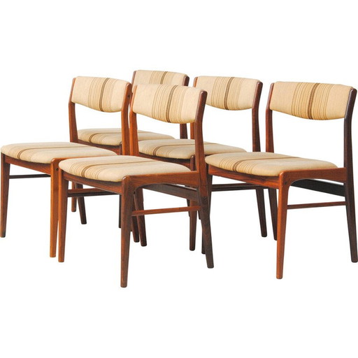 Set of 5 vintage rosewood dining chairs with upholstery, 1970s