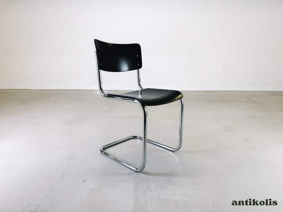 Image 1 of Lot de 4 chaises Thonet S43 Mart Stam noir années 1980