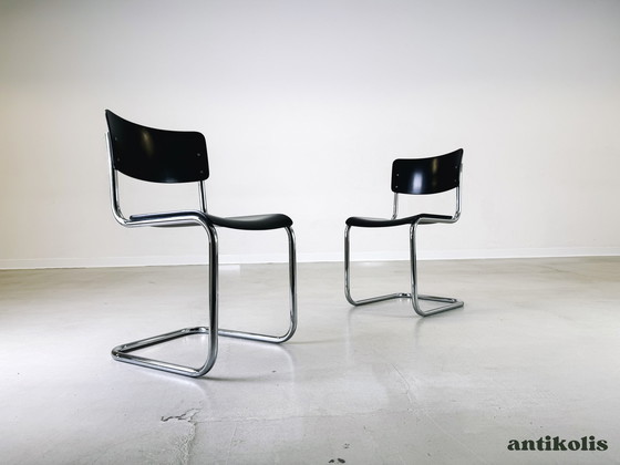 Image 1 of Lot de 4 chaises Thonet S43 Mart Stam noir années 1980