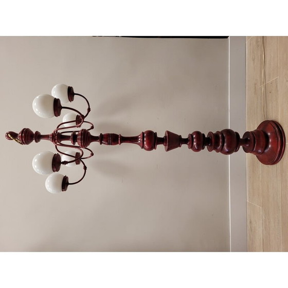 Image 1 of Vintage floor lamp in red decapé, France 1960