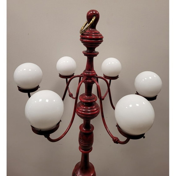 Image 1 of Vintage floor lamp in red decapé, France 1960