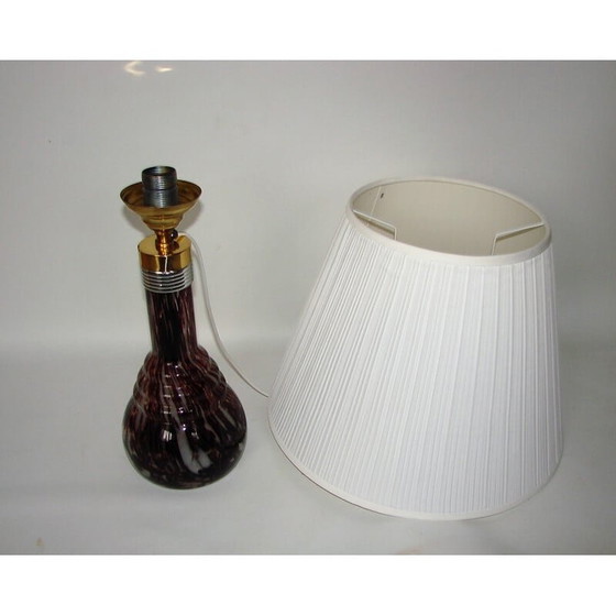 Image 1 of Lampada da comodino vintage in vetro e tessuto, anni '80