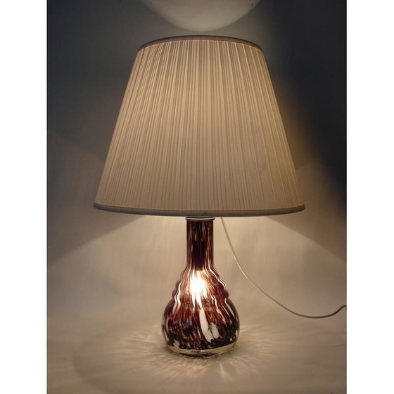Image 1 of Lampada da comodino vintage in vetro e tessuto, anni '80