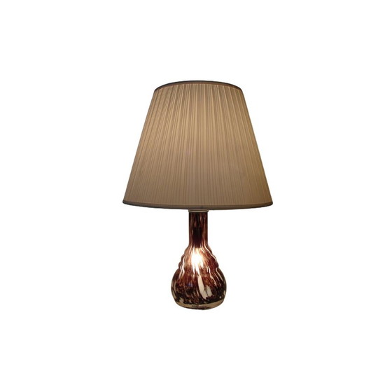 Image 1 of Lampada da comodino vintage in vetro e tessuto, anni '80