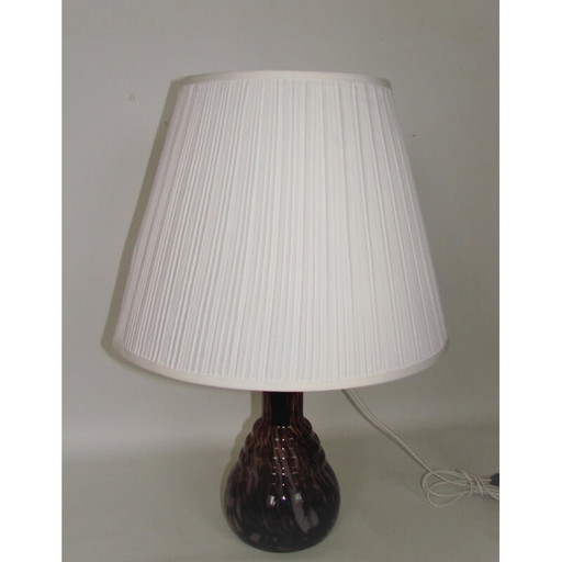 Vintage glass and fabric bedside lamp, 1980s