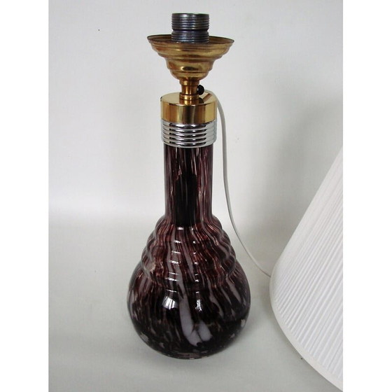Image 1 of Lampada da comodino vintage in vetro e tessuto, anni '80
