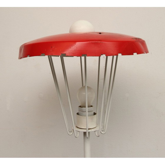 Image 1 of Vintage red and white metal floor lamp, 1950