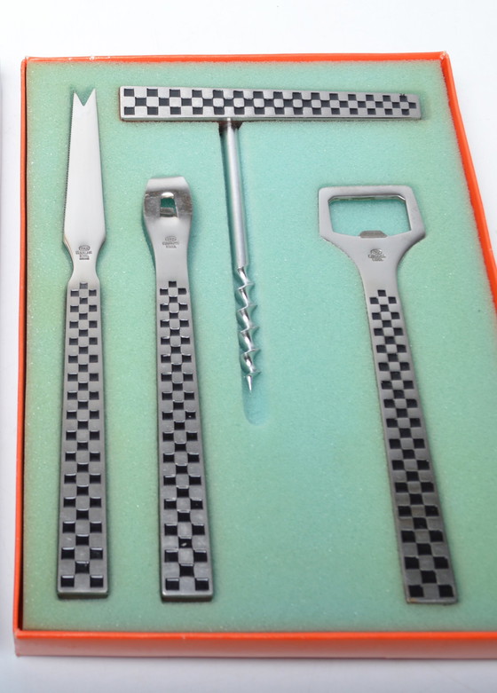 Image 1 of Rosewood & Checkered Steel Bar Set