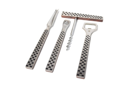 Rosewood & Checkered Steel Bar Set