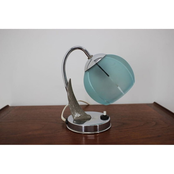 Image 1 of Lampada da tavolo vintage in vetro cromato, Cecoslovacchia 1950