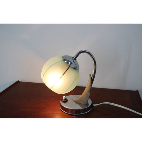 Image 1 of Lampada da tavolo vintage in vetro cromato, Cecoslovacchia 1950