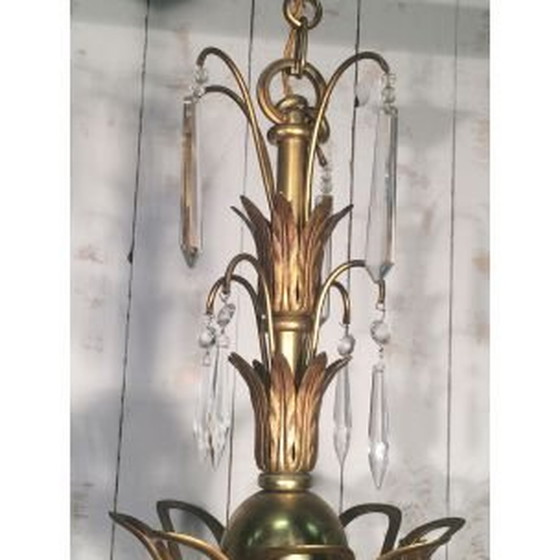 Image 1 of Lampadario francese d'epoca in bronzo e cristallo della Maison Bagués, 1940