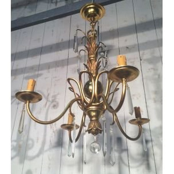 Image 1 of Lampadario francese d'epoca in bronzo e cristallo della Maison Bagués, 1940
