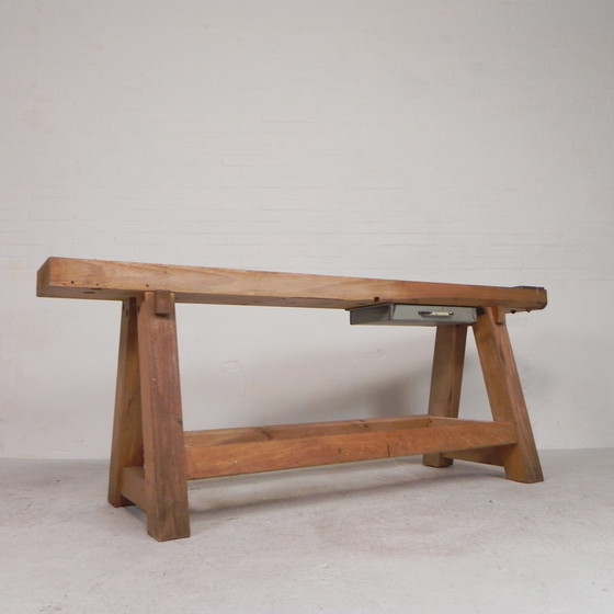 Image 1 of Oak Workbench 2 Meter Long, 1950s