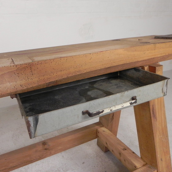 Image 1 of Oak Workbench 2 Meter Long, 1950s