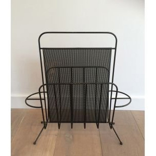 Portariviste francese vintage in metallo nero, 1950