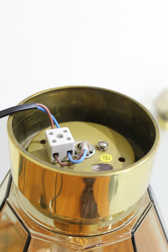 Image 1 of Vintage ceiling lamp, wall lamp Glashütte Limburg - smoked glass