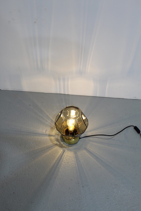 Image 1 of Vintage ceiling lamp, wall lamp Glashütte Limburg - smoked glass