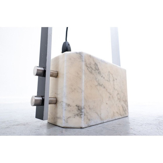 Image 1 of Italian vintage floor lamp in travertine, steel and glass, 1970s