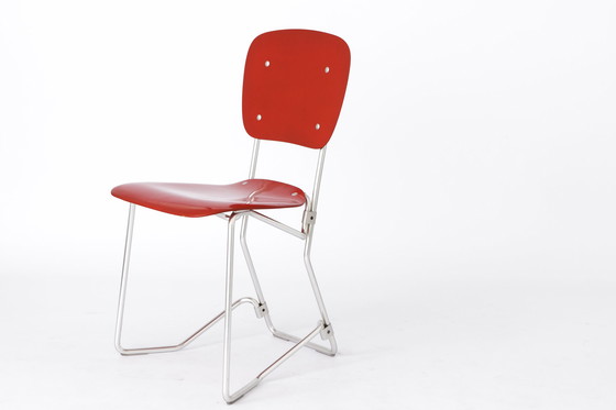 Image 1 of Set of 4 stacking chairs by Armin Wirth, model Aluflex, 1951 Germany