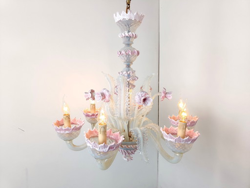 Mid century glass flower chandelier