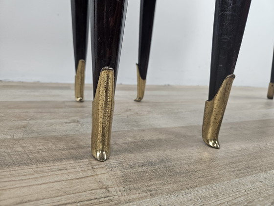 Image 1 of Mid Century Nightstands In Mahogany, Brass And Glass