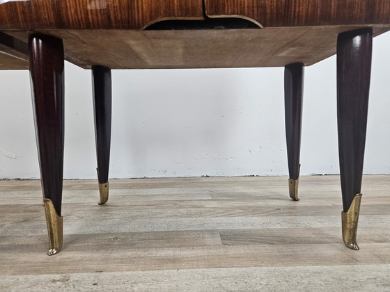 Image 1 of Mid Century Nightstands In Mahogany, Brass And Glass